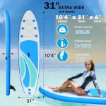 Inflatable Stand Up Paddle Board for Adult All Skill Levels- 10'4" Ultra-Light SUP Paddleboard with Durable Non-Slip Deck and Paddle Board Accessories Fins, Adjustable Paddle, Pump, Backpack, Leash
