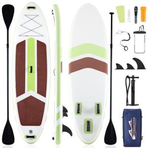 Sweetcrispy Inflatable Stand Up Paddle Board with Premium SUP Paddleboard Accessories,2-in-1 Paddle,Wide Stable Design,Non-Slip Comfort Deck for Adults & Youth of All Skill Levels,Green
