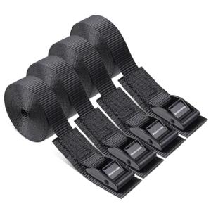 Masterwise Cam Buckle Tie Down Straps, 1" x 12' Adjustable Pull Straps with Cam Buckle, Heavy Duty Cam Straps for Kayak, SUP, Cargo, Bicycles, Motorcycle, Truck, Car Roof Rack, Dirt Bike (4 pcs)