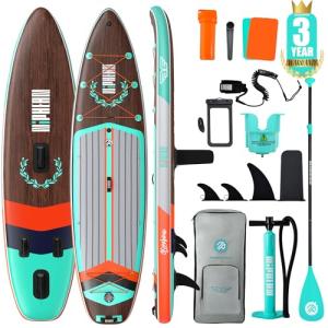 Niphean (Extra Large) Inflatable Paddle Board, SUP for 2+1 People/Family 500lbs Capacity Stand Up Paddle Board with SUP Accessories, StabilTrac Fin Non-Slip Paddleboard for Adults(Beginner Friendly)