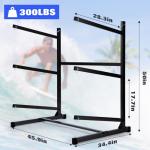 Morohope Freestanding Kayak Storage Rack Kayak Tackle Storage Heavy Duty Weatherproof Outdoor Storage Rack Storage Hooks for Kayaks, SUP, Canoe Paddleboard, 3 Levels, Black, SL35003BK