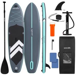 SereneLife 11’6” Inflatable SUP - Family Stand Up Paddle Board for 2 Adults and One Child - 35” Wide Stable Design with Non-Slip EVA Deck Pad, Premium SUP Accessories, 440 lbs. Capacity
