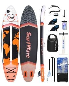 11ft Inflatable Stand Up Paddle Board SUP Complete Kit, 34" Wide 6" Thick All-Round Design for Beginners, Multi-Water Touring & Outdoor Recreation, Non-Slip Surface
