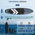 SereneLife 11’6” Inflatable SUP - Family Stand Up Paddle Board for 2 Adults and One Child - 35” Wide Stable Design with Non-Slip EVA Deck Pad, Premium SUP Accessories, 440 lbs. Capacity