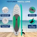 SereneLife 10’ Inflatable Stand Up Paddle Board with Premium SUP Accessories - 32” Wide Stable Design with Non-Slip EVA Deck Pad, for Youth and Adults, 275 lbs. Capacity