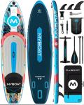 Myboat 11'6"x35" Inflatable Stand Up Paddle Board,450lb Capacity, Premium Stable for 2 Person,Beginners,Family,with SUP Accessories,Dual Pump, 3 Removal Fin,Portable Bag,Dry Bag,Safety Leash
