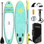 HEYBOARD Inflatable Stand Up Paddle Board 10'6"×32"×6" Standup Paddleboard with Premium SUP Accessories & Backpack, Non-Slip Deck, Waterproof Bag, Leash, Paddle, Hand Pump, Mint Green