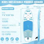 Kids Inflatable Stand Up Paddle Board, Kid Paddle Board with SUP Accessories, Anti-Slip EVA Deck, 7’6’’Child SUP for Kids & Youth