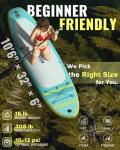 HEYBOARD Inflatable Stand Up Paddle Board 10'6"×32"×6" Standup Paddleboard with Premium SUP Accessories & Backpack, Non-Slip Deck, Waterproof Bag, Leash, Paddle, Hand Pump, Mint Green
