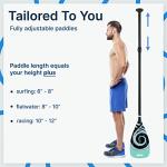 BPS Carbon and Fiberglass Shaft Paddles Koru and Classic Padddles 2-Piece (Carbon Fiber Shaft - Koru Ocean, 2-Piece SUP Paddle)