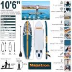 Napatron Inflatable Paddle Board, 10'6" Ultra Lightweight SUP with Adjustable Paddle, Anti-Slip Deck,Coiled Leash & Carry Bag,Stable All-Around Stand Up Paddle Board for Adults