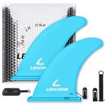 LEDONNE Fin 9" SUP Center Fins 2 Pcs with 1 Extra Pin No-Tool Installation with 1 Retainer- Ensures The Fin Base Remains Intact-9” Fin for Paddle Board Fin, Blue