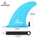LEDONNE Fin 9" SUP Center Fins 2 Pcs with 1 Extra Pin No-Tool Installation with 1 Retainer- Ensures The Fin Base Remains Intact-9” Fin for Paddle Board Fin, Blue