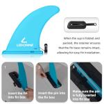 LEDONNE Fin 9" SUP Center Fins 2 Pcs with 1 Extra Pin No-Tool Installation with 1 Retainer- Ensures The Fin Base Remains Intact-9” Fin for Paddle Board Fin, Blue