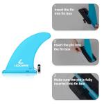 LEDONNE Fin 9" SUP Center Fins 2 Pcs with 1 Extra Pin No-Tool Installation with 1 Retainer- Ensures The Fin Base Remains Intact-9” Fin for Paddle Board Fin, Blue