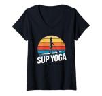 Womens SUP Yoga, Stand Up Paddleboarding Lover and Lake Paddleboard V-Neck T-Shirt