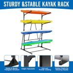 ZSLTLDU Kayak Racks for Outdoor Storage, Kayak Storage Rack, 4 Tier Adjustable Freestanding Kayak Rack Holder for Paddleboard Surfboard SUP