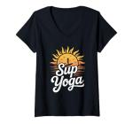 Womens SUP Yoga, Stand Up Paddleboard Lover and Lake Paddleboarding V-Neck T-Shirt