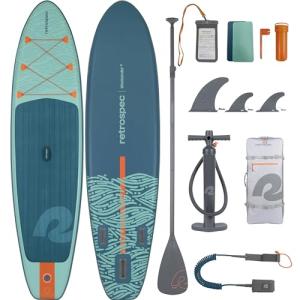 Retrospec Weekender Inflatable Paddle Board with Beach Accessories - 10'6" X 32in SUP Board, Textured Deck Pad, Pump & Travel Bag - Lightweight iSUP
