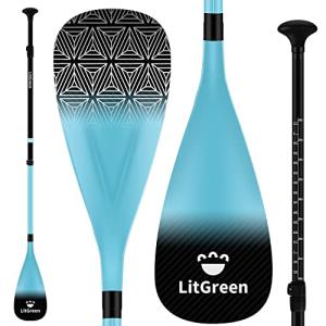 LitGreen Full Carbon Fiber SUP Paddles for Surfing, 1 x 3 Section Adjustable 25oz Lightweight Stand-up Paddle Oars for Paddleboard, Floating, Water Sport