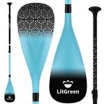 LitGreen Full Carbon Fiber SUP Paddles for Surfing, 1 x 3 Section Adjustable 25oz Lightweight Stand-up Paddle Oars for Paddleboard, Floating, Water Sport