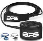 BPS 'Storm' 7.2mm Surfboard Leash - 7 ft Premium Strong Leg Rope - Stainless Steel Swivels Triple Rail Saver - SUP Paddle Boarding Surfboarding Straight Leashes - with Hidden Key Pocket (Koru Black)
