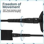 BPS 'Storm' 7.2mm Surfboard Leash - 7 ft Premium Strong Leg Rope - Stainless Steel Swivels Triple Rail Saver - SUP Paddle Boarding Surfboarding Straight Leashes - with Hidden Key Pocket (Koru Black)