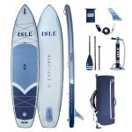 ISLE Explorer Inflatable Stand Up Paddle Board & iSUP Bundle Accessory Pack, Adventure & Touring Board, Durable, Lightweight with Stable Wide Stance, 11'6" x 6" - Ice/Slate/Navy