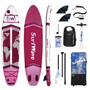 11ft Inflatable Stand Up Paddle Board SUP with Accessories, 34" Wide 6" Thick All-Round Design for Beginners, Multi-Water Touring & Beach Outdoor Sports, Non-Slip Deck