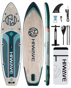 Hiwave Inflatable Stand Up Paddle Board 11’*34”*6” Sup Board,420lbs Capicity, Pet Friendly Paddle Board for Ocean&Lake, w/3pcs Adjustable Paddle