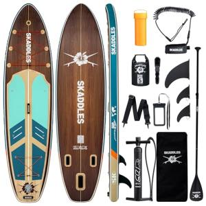 11' Inflatable Stand Up Paddle Board – Extra Wide SUP Paddleboard for Adults, Premium Inflatable Board with Paddle, Pump, Fins, Backpack, Leash & Waterproof Bags (deep Forest)