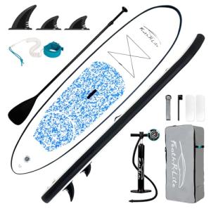 FEATH-R-LITE Inflatable Stand Up Paddle Board 10'x30''x6'' Ultra-Light (16.7lbs) SUP with Paddleboard Accessories,Three Fins,Adjustable Paddle, Pump,Backpack, Leash