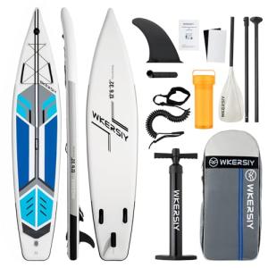 Wkersiy Cruise Inflatable Stand-Up Paddle Board, 12' 6" Length 32" Width 6" Depthm Touring SUP Suitable for Long Distance Paddling with 400LB Capacity 2 Persons Inflatable Paddle Board