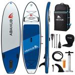 Abahub Inflatable SUP, Wide 10'6" x 34" x 6" iSUP, Blue Standup Paddleboard with Adjustable Carbon Fiber Paddle, Kayak Seat, for Yoga, Paddle Board, Kayaking, Surf, Canoe, Fishing