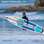 Wkersiy Cruise Inflatable Stand-Up Paddle Board, 12' 6" Length 32" Width 6" Depthm Touring SUP Suitable for Long Distance Paddling with 400LB Capacity 2 Persons Inflatable Paddle Board