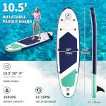 Bifanuo Inflatable Stand Up Paddle Board with SUP Accessories & Backpack. Paddle Boards for Adults. Non-Slip Deck, Wide Stance, Bottom Fin, Double Action Pump.