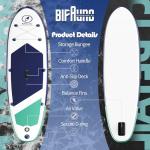 Bifanuo Inflatable Stand Up Paddle Board with SUP Accessories & Backpack. Paddle Boards for Adults. Non-Slip Deck, Wide Stance, Bottom Fin, Double Action Pump.