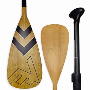 Adjustable Bamboo Paddleboard Paddle - VAMO Carbon Fiberglass Adjustable Paddle with ABS Edge for SUP, SUP Surf, or Paddleboarding (Bamboo Brown)