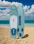 Inflatable Stand-Up Paddleboard PVC Blue Green White Wood Grain with Inflatable Stand-Up Paddleboard, Stand-Up Paddle Board, Paddle Board for Beginners, All-Around Paddle Board, Inflatable SUP Board