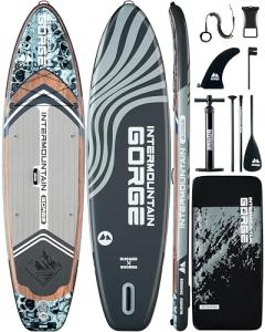 11'x34 Ultra Wide Paddleboard, Inflatable SUP&420lb Capacity for All Skill, Stand-up Paddle Board for Yoga/Family, EVA Deck, US Fin, High-Pressure Pump, 100L Bag, Safety Leash
