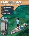 11'x34 Ultra Wide Paddleboard, Inflatable SUP&420lb Capacity for All Skill, Stand-up Paddle Board for Yoga/Family, EVA Deck, US Fin, High-Pressure Pump, 100L Bag, Safety Leash