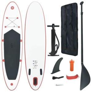 Inflatable Stand Up Paddle Board Set, 153.5" x 31.9" SUP Surfboard, Red and White, for Adults, Portable Touring & Surfing