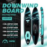 Spatium Inflatable Downwind Board 135L Lucid Ice Model Unpowered Versatile Inflatable Surfing SUP Downwind Board for Water Sports Board with Carbon Fiber Paddle and Foil SP1060 Blue Green Color