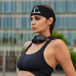 Paddleboard Sweat Headbands for Women Men, Non-Slip Yoga Headband,Sports Workout Head Wrap for Running Tennis Gym, Moisture Wicking Stretchable Black