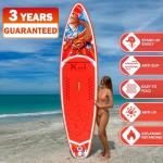 FEATH-R-LITE Inflatable Paddle Board Stand Up Paddleboards for Adults SUP with Premium Accessories Pump, Adjustable Paddle, Leash, Three Fins, Backpack (Red Koi)