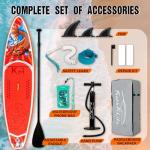 FEATH-R-LITE Inflatable Paddle Board Stand Up Paddleboards for Adults SUP with Premium Accessories Pump, Adjustable Paddle, Leash, Three Fins, Backpack (Red Koi)