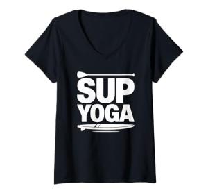 Womens Stand Up Paddleboarding Lover and Lake Paddleboard, SUP Yoga V-Neck T-Shirt