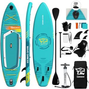 TIGERXBANG Inflatable Stand Up Paddle Board 11'×34"×6" with Complete Accessories, Versatile Premium Paddle Boards for Adults/Youth, Paddle Board Wave Dancer Collection-Sky Blue