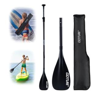 Goture Kids Sup Paddle, 3 Piece Floating Sup Paddle with Storage Bag, Adjustable Youth Kayak Paddle, 50.8''-67.3'' Kids Paddle Board Paddle, 100% Carbon Fiber Blade & Carbon Fiber and Fiberglass Shaft