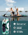 AISUNSS Inflatable Paddle Board for Adult, Paddle Board for All Skill Levels, Wide SUP Board with Primium Accessories Include SUP Carry Bag, Hand Pump, 10L Waterproof Bag and Adj Paddle (Green Coral)
